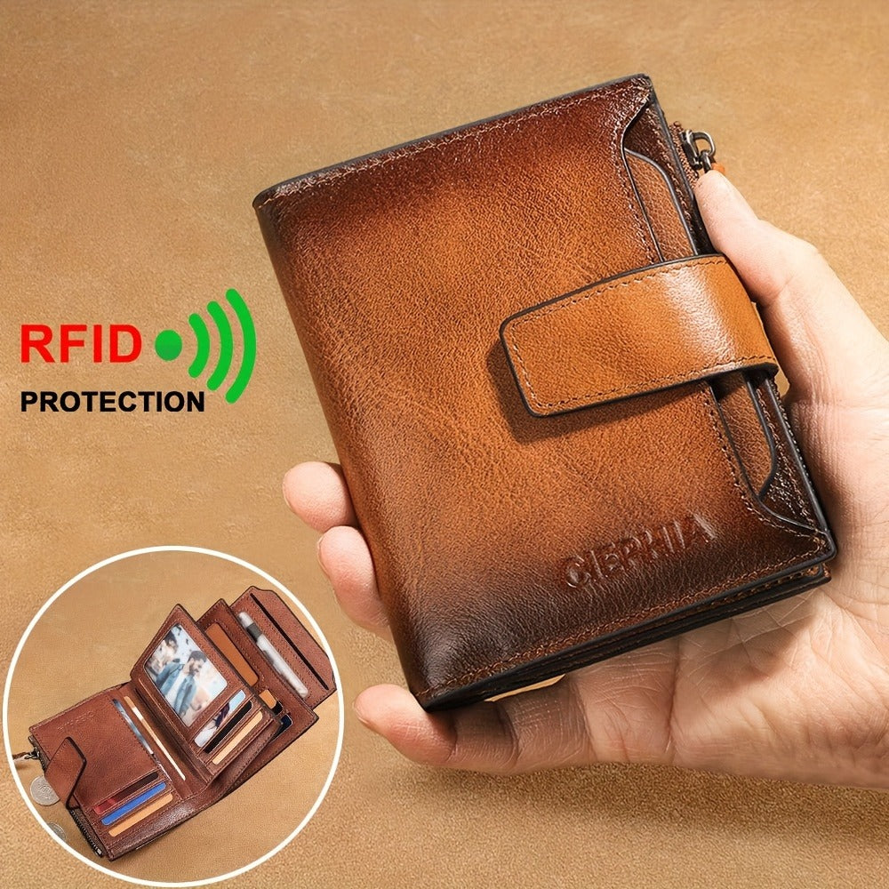 Men's Wallet – Genuine Leather, RFID Blocking – front view