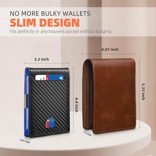 Men's Wallet – 2in, Genuine Leather, RFID Blocking, Anti-Theft – front view