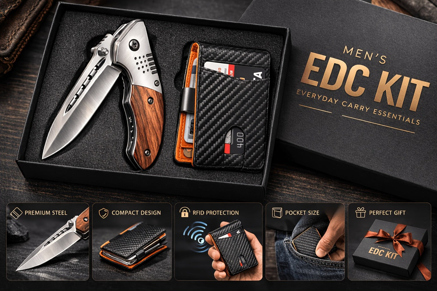 Men's Wallet – 2pcs, RFID Blocking – detail view 10
