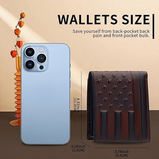 Men's Wallet – American Flag Embossed Leather Rfid – alternate view