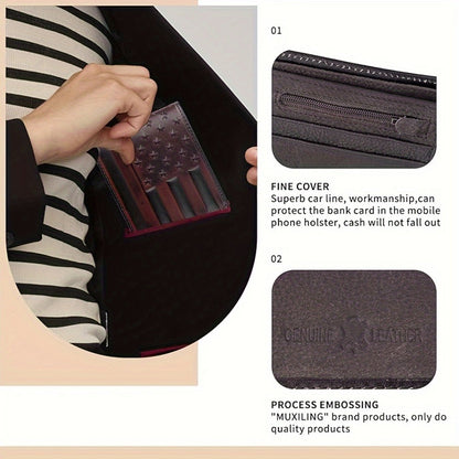 Men's Wallet – American Flag Embossed Leather Rfid – detail view 4