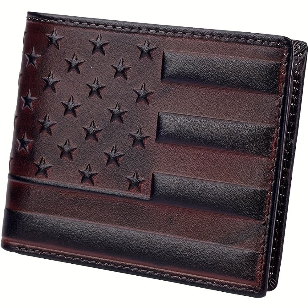 Men's Wallet – American Flag Embossed Leather Rfid – front view