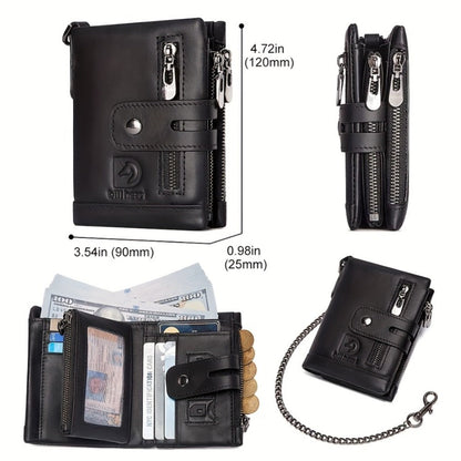 Men's Wallet – Anti-Theft, Double Zipper Coin Pocket Card – alternate view