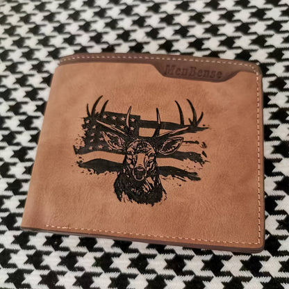 Men's Wallet – for Everyday Use, Deer Pattern Laser Engraved Slim – detail view 5