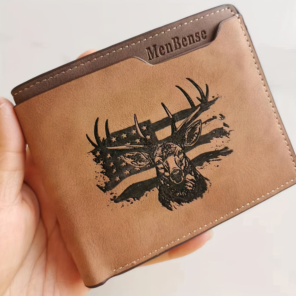 Men's Wallet – for Everyday Use, Deer Pattern Laser Engraved Slim – detail view 6