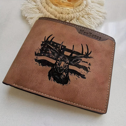Men's Wallet – for Everyday Use, Deer Pattern Laser Engraved Slim – detail view 7