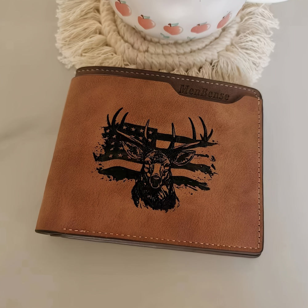 Men's Wallet – for Everyday Use, Deer Pattern Laser Engraved Slim – detail view 8