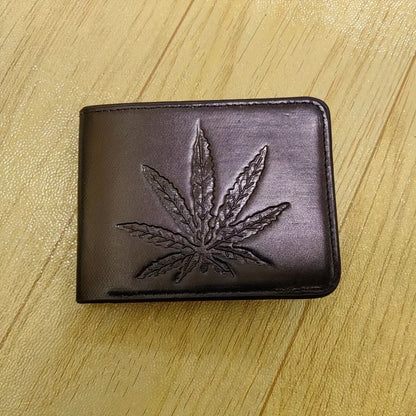 Men's Wallet – for Everyday Use, Leaf Design Bifold Faux Leather – detail view 4