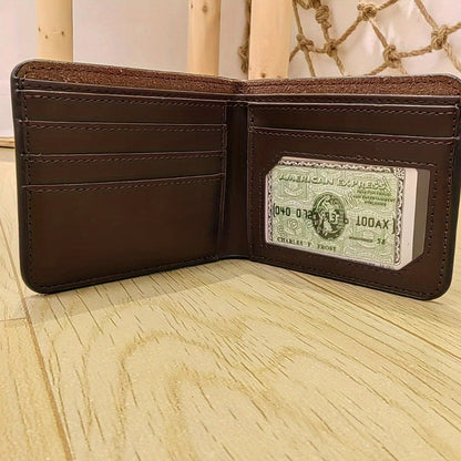 Men's Wallet – for Everyday Use, Leaf Design Bifold Faux Leather – detail view 7