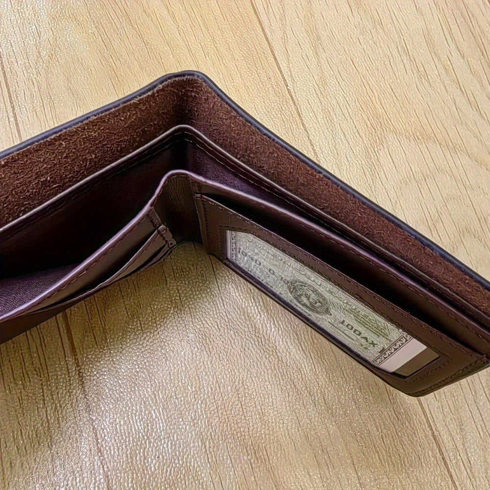 Men's Wallet – for Everyday Use, Leaf Design Bifold Faux Leather – detail view 8