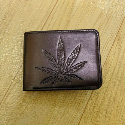 Men's Wallet – for Everyday Use, Leaf Design Bifold Faux Leather – detail view 9