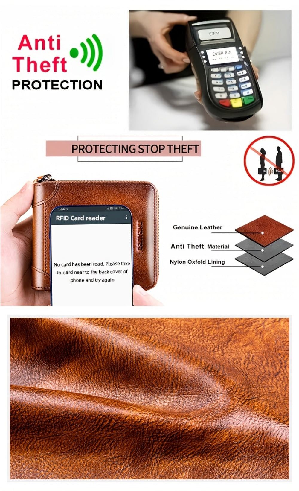 Men's Wallet – Genuine Leather, Large Capacity, RFID Blocking – detail view 17