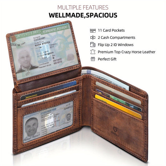 Men's Wallet – Genuine Leather, Large Capacity – front view