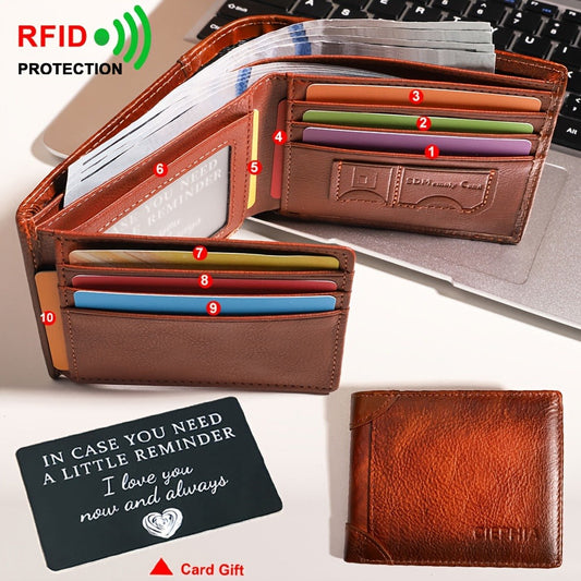 Men's Wallet – Genuine Leather, RFID Blocking – front view