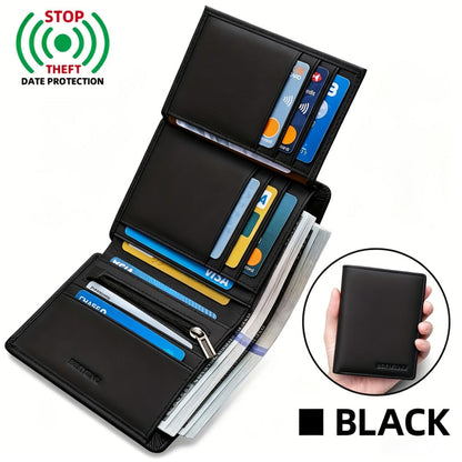 Men's Wallet – Genuine Leather, RFID Blocking, Anti-Theft, Compact – front view