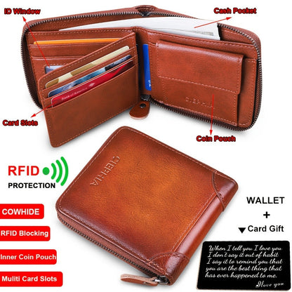 Men's Wallet – Genuine Leather, RFID Blocking, Large Capacity – front view