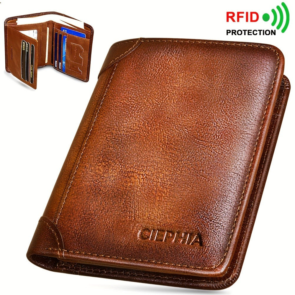 Men's Wallet – Genuine Leather, RFID Blocking – front view