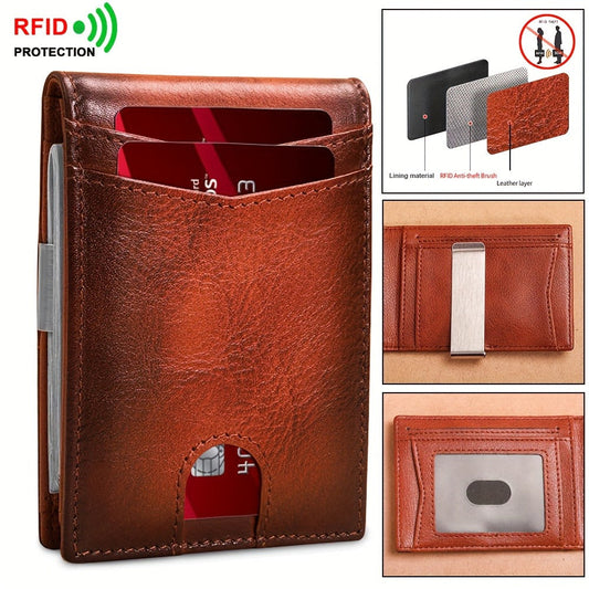 Men's Wallet – Genuine Leather, RFID Blocking, for Everyday Use – front view