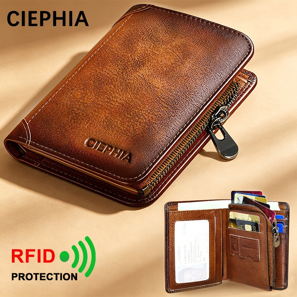 Men's Wallet – Genuine Leather, RFID Blocking, for Everyday Use – front view