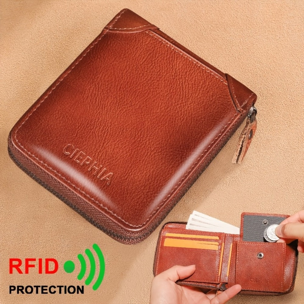 Men's Wallet – Genuine Leather, RFID Blocking – front view