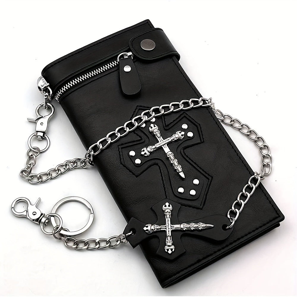 Men's Wallet – Gothic Skull Cross Embossed Leather – detail view 5