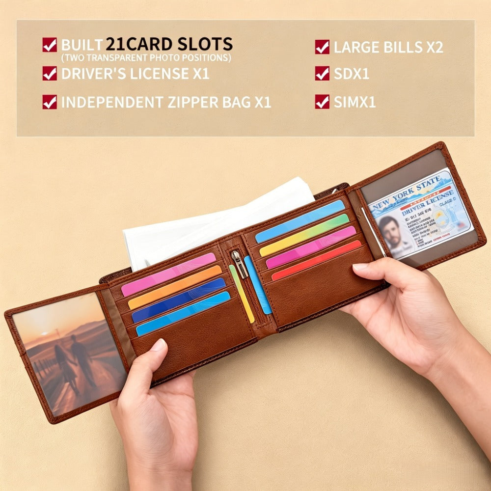 Men's Wallet – Large Capacity, Slot Leather Genuine Cowhide Large – detail view 7