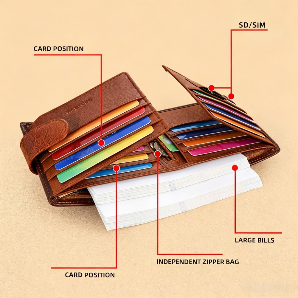 Men's Wallet – Large Capacity, Slot Leather Genuine Cowhide Large – detail view 9