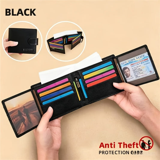 Men's Wallet – Large Capacity, Slot Leather Genuine Cowhide Large – front view