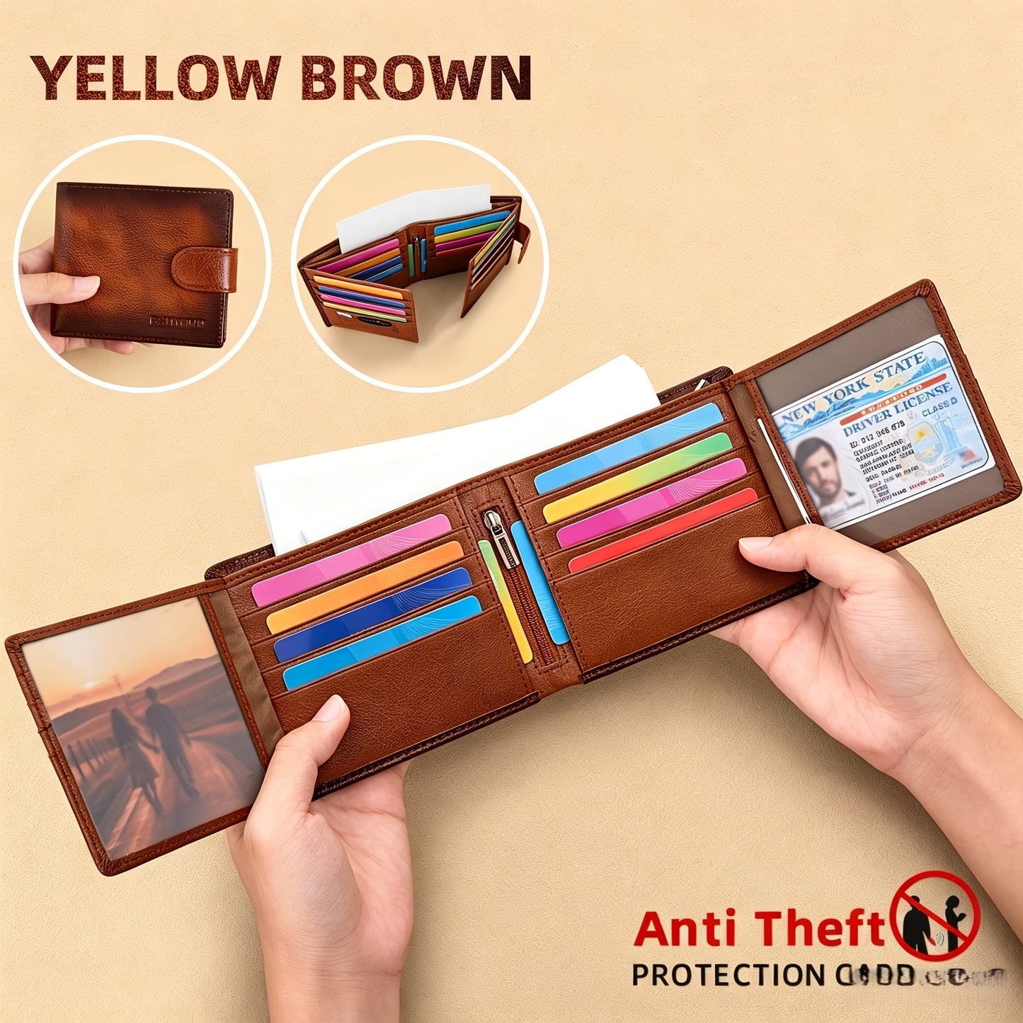 Men's Wallet – Large Capacity, Slot Leather Genuine Cowhide Large – alternate view