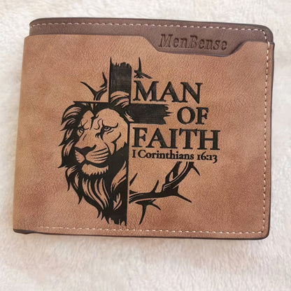 Men's Wallet – PU Leather, Lion Pattern Slim Bifold Pu – detail view 3