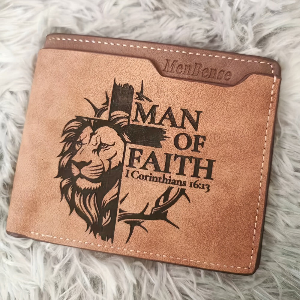 Men's Wallet – PU Leather, Lion Pattern Slim Bifold Pu – detail view 4