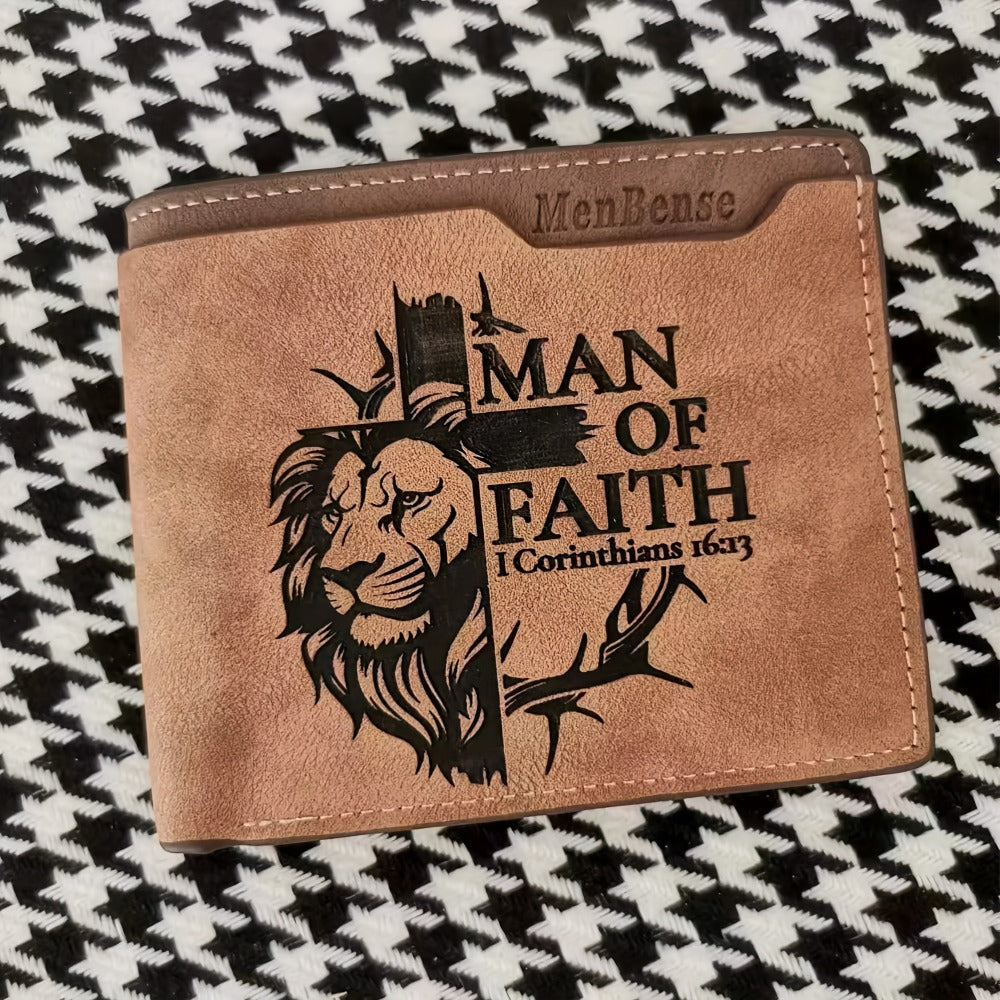 Men's Wallet – PU Leather, Lion Pattern Slim Bifold Pu – detail view 5