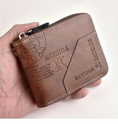 Men's Wallet – 3 Colors, Retro Embossed Zipper Faux Leather – detail view 14