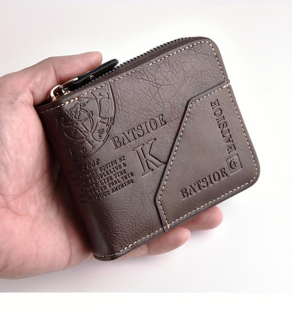 Men's Wallet – 3 Colors, Retro Embossed Zipper Faux Leather – detail view 15