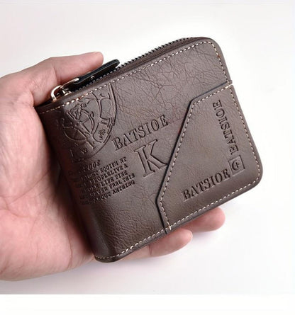 Men's Wallet – 3 Colors, Retro Embossed Zipper Faux Leather – detail view 15