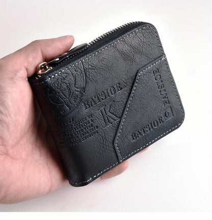 Men's Wallet – 3 Colors, Retro Embossed Zipper Faux Leather – detail view 16