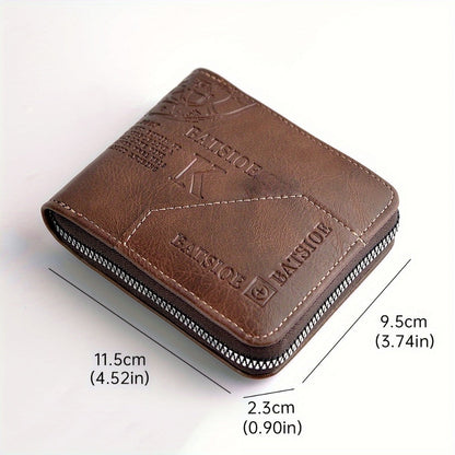 Men's Wallet – 3 Colors, Retro Embossed Zipper Faux Leather – detail view 8