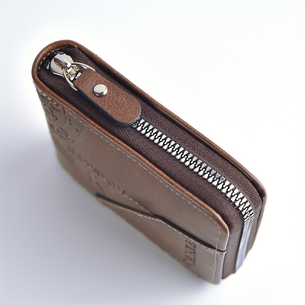 Men's Wallet – 3 Colors, Retro Embossed Zipper Faux Leather – detail view 10