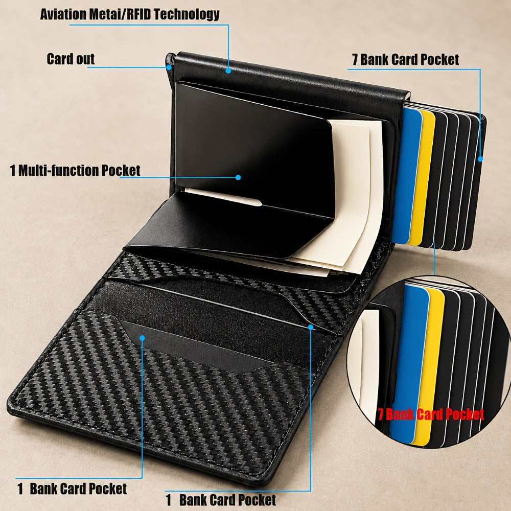 Men's Wallet – RFID Blocking, Airtag Compatible Carbon Fiber Pop – detail view 2