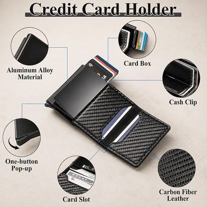 Men's Wallet – RFID Blocking, Airtag Compatible Carbon Fiber Pop – detail view 3
