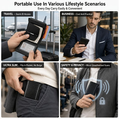 Men's Wallet – RFID Blocking, Airtag Compatible Carbon Fiber Pop – detail view 4