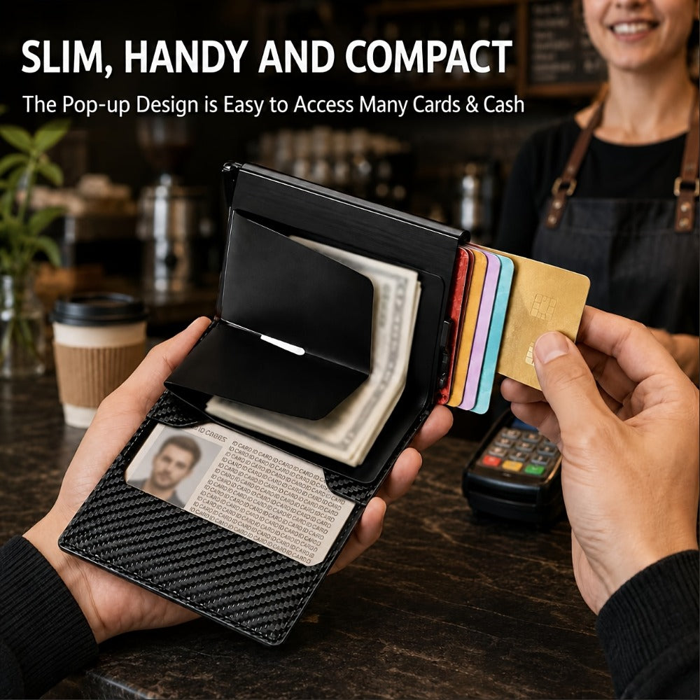 Men's Wallet – RFID Blocking, Airtag Compatible Carbon Fiber Pop – detail view 5