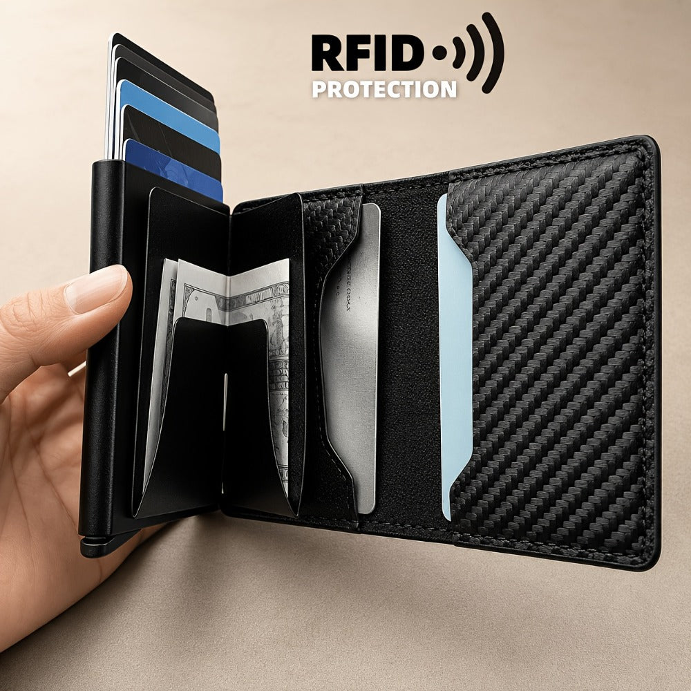 Men's Wallet – RFID Blocking, Airtag Compatible Carbon Fiber Pop – detail view 8