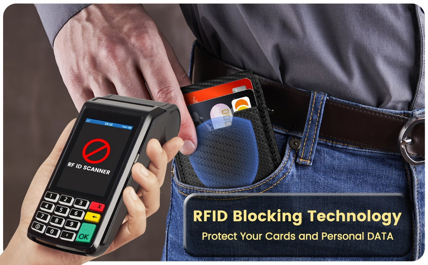 Men's Wallet – RFID Blocking, Aluminum Pop Up Card Holder – detail view 14
