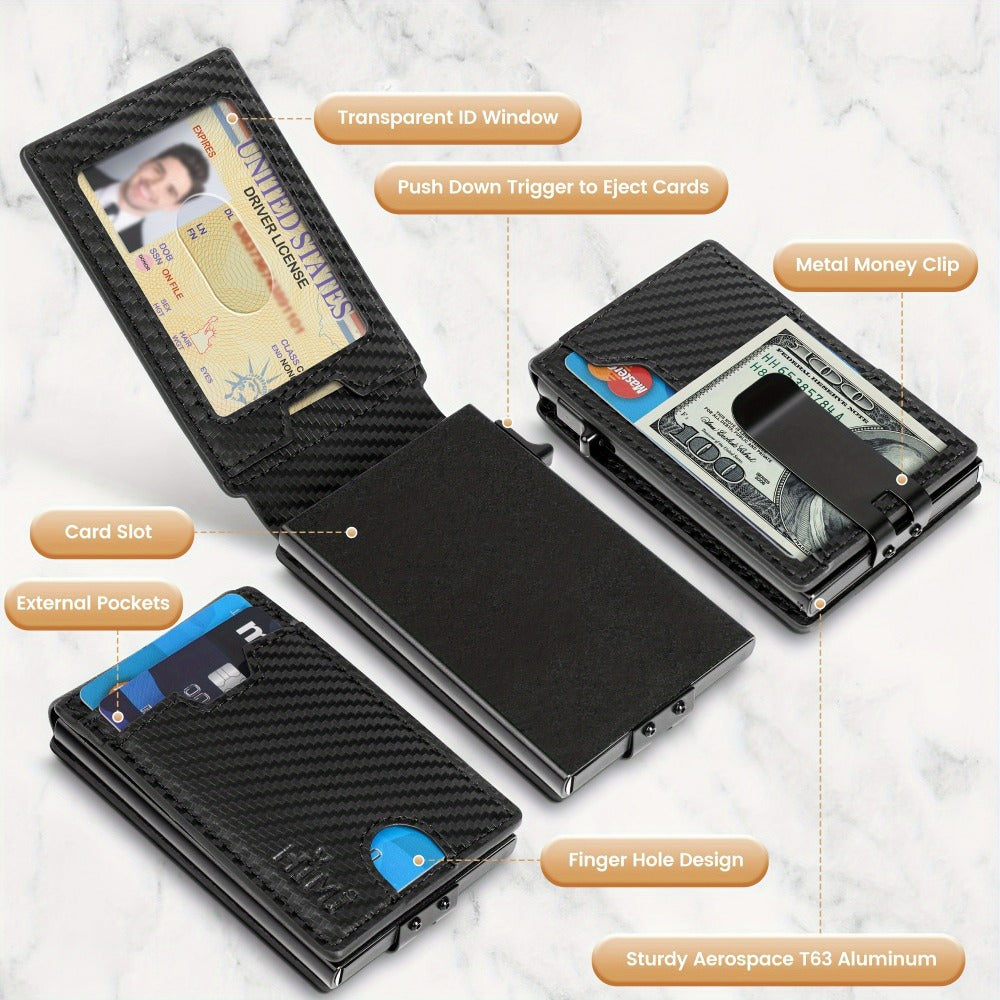Men's Wallet – RFID Blocking, Aluminum Pop Up Card Holder – detail view 8