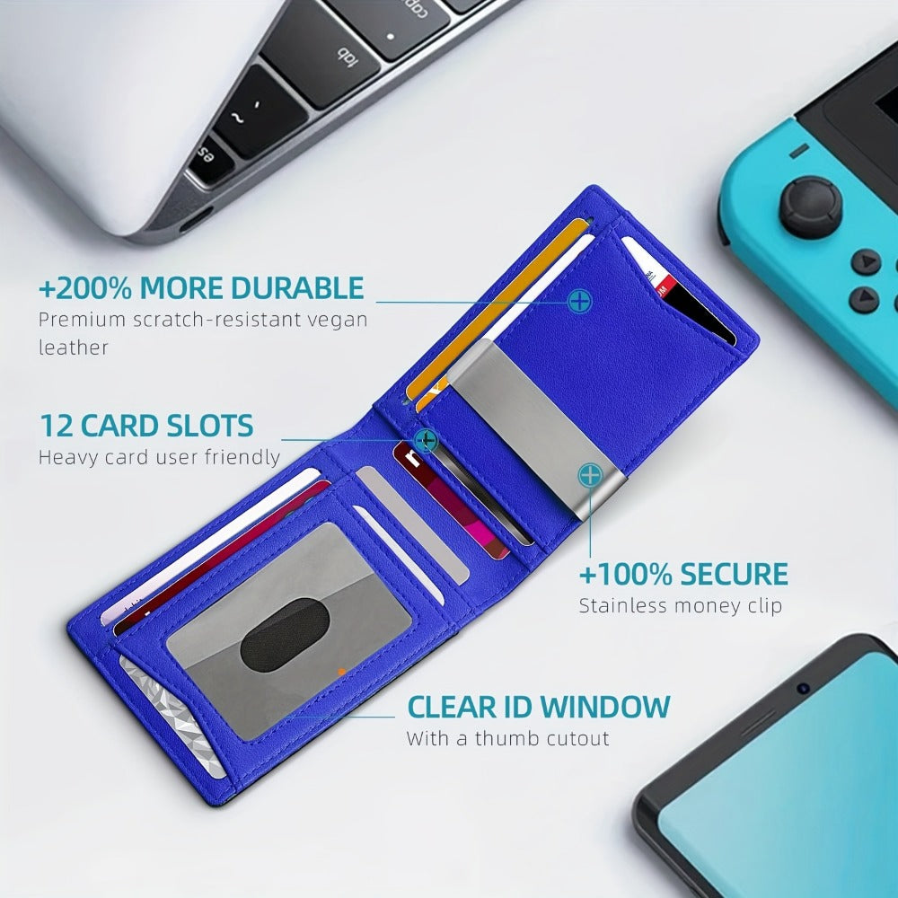 Men's Wallet – RFID Blocking, Carbon Fiber Money Clip Bifold – detail view 4