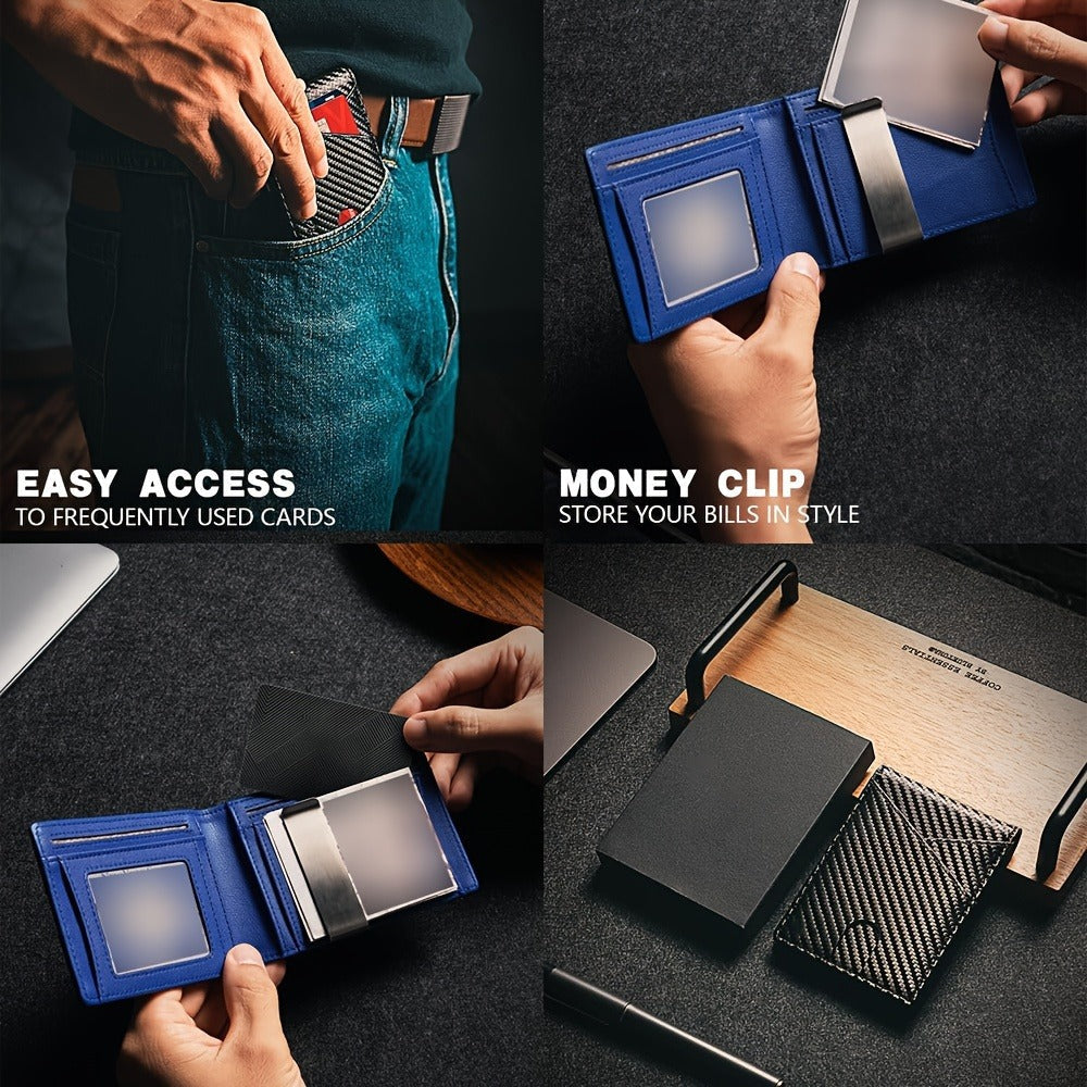Men's Wallet – RFID Blocking, Carbon Fiber Money Clip Bifold – detail view 6