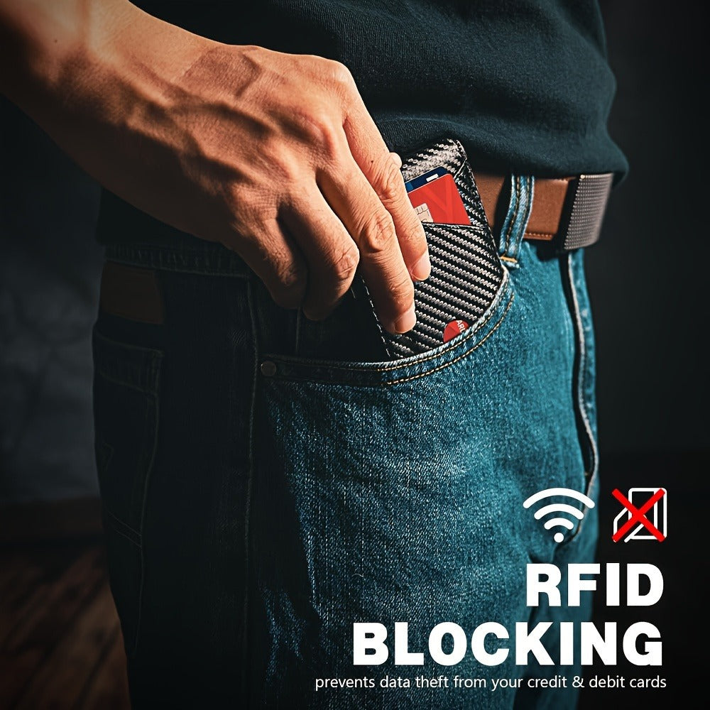Men's Wallet – RFID Blocking, Carbon Fiber Money Clip Bifold – detail view 8