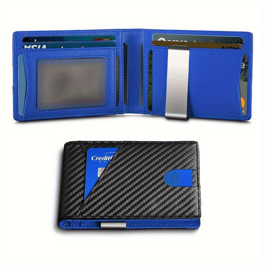 Men's Wallet – RFID Blocking, Carbon Fiber Money Clip Bifold – front view