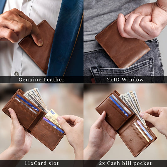 Men's Wallet – RFID Blocking, Crazy Horse Leather Bifold Rfid – detail view 3
